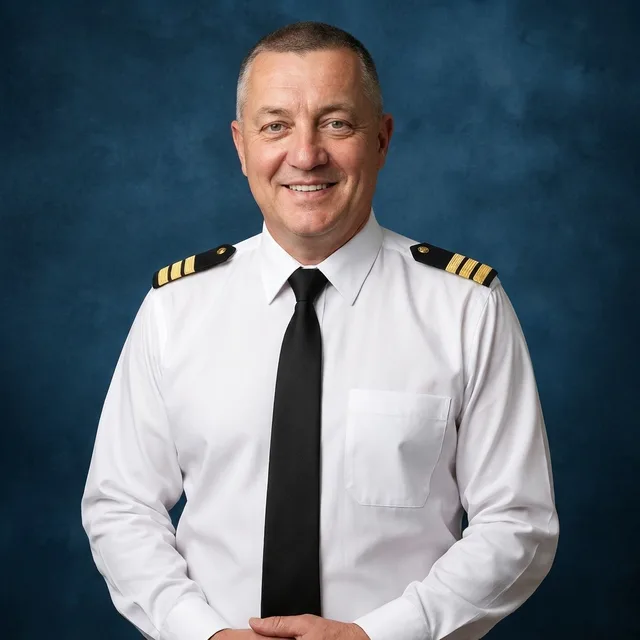 The flight crew — uniform AI team headshot